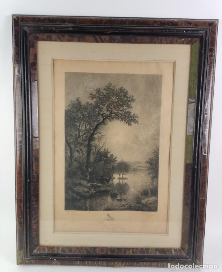 Arte: Grabado escuela Barbiz&oacute;n colecci&oacute;n pintor Ferdinand Jacomin obra en Museo Par&iacute;s junto Deg&aacute;s Van Gogh