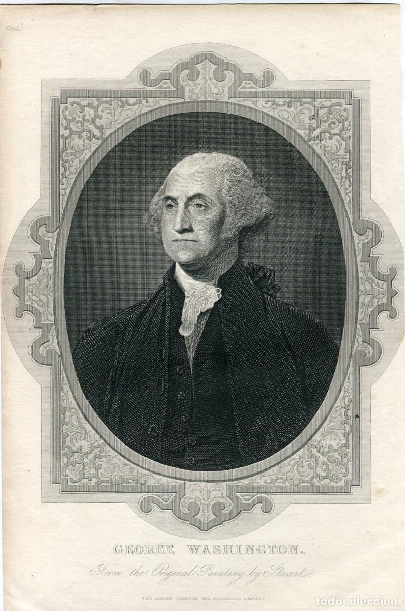 Arte: George Washington grabado de una pintura original de Stuart