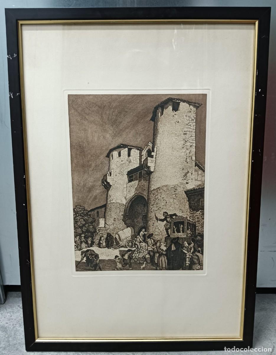 Arte: Teodoro Nicol&aacute;s Miciano Becerra (Jerez C&aacute;diz 1903-Madrid 1974) Travesa&ntilde;as Sig&uuml;enza grabado 43x32 mar