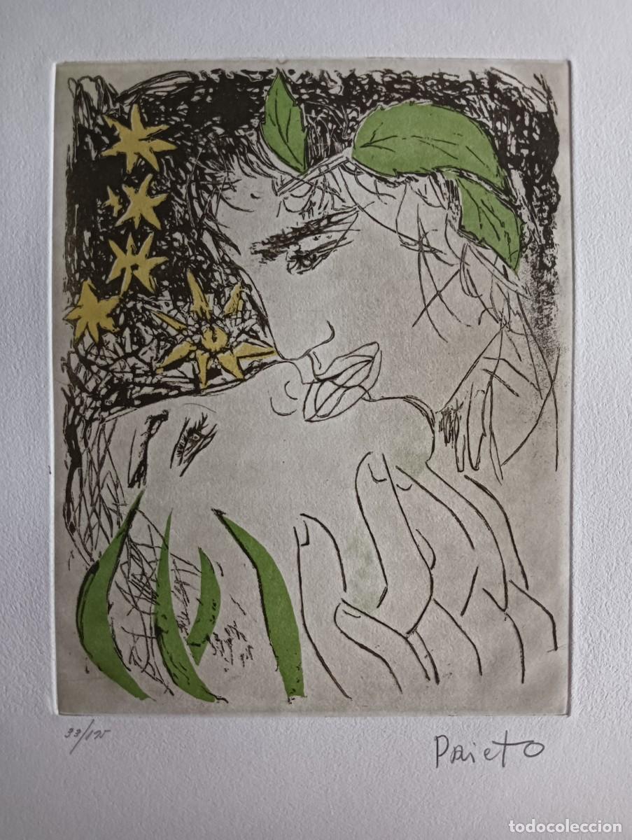 Arte: Gregorio PRIETO (Valdepe&ntilde;as, CIUDAD REAL 1897-1992) grabado 1982 de 26x21 papel 51x38cms firmado y n