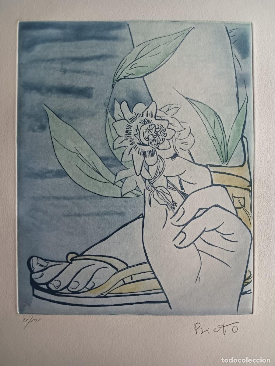 Arte: Gregorio PRIETO (Valdepe&ntilde;as, CIUDAD REAL 1897-1992) grabado 1982 de 31x25 papel 51x38cms firmado y n