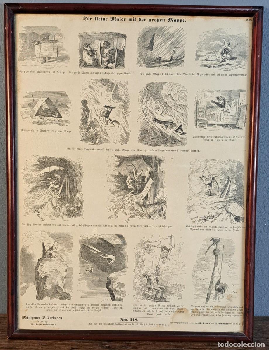 Arte: Der kleine Maler mit der gro&szlig;en Mappe grabado alem&aacute;n, finales del XIX