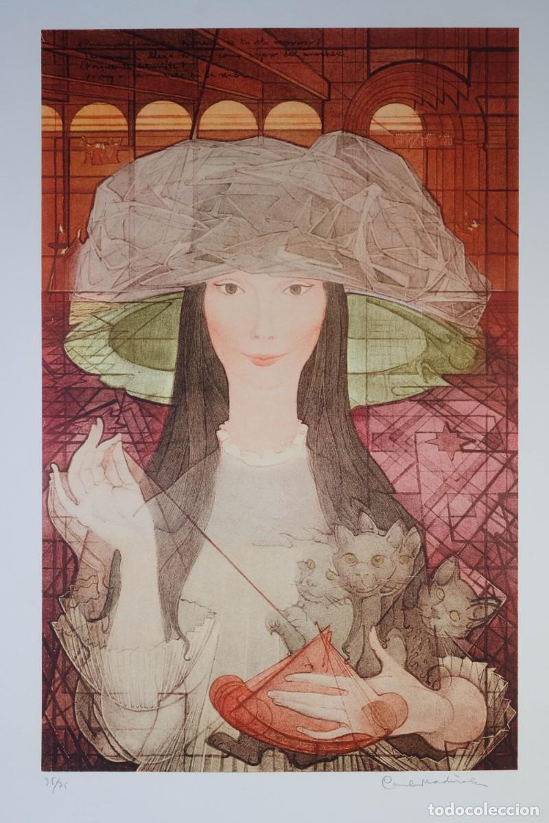 Arte: CARLES MADIROLES (Barcelona, 1934 - 2007) Litograf&iacute;a 35/75 Mujer con sombrero Firmada a l&aacute;piz