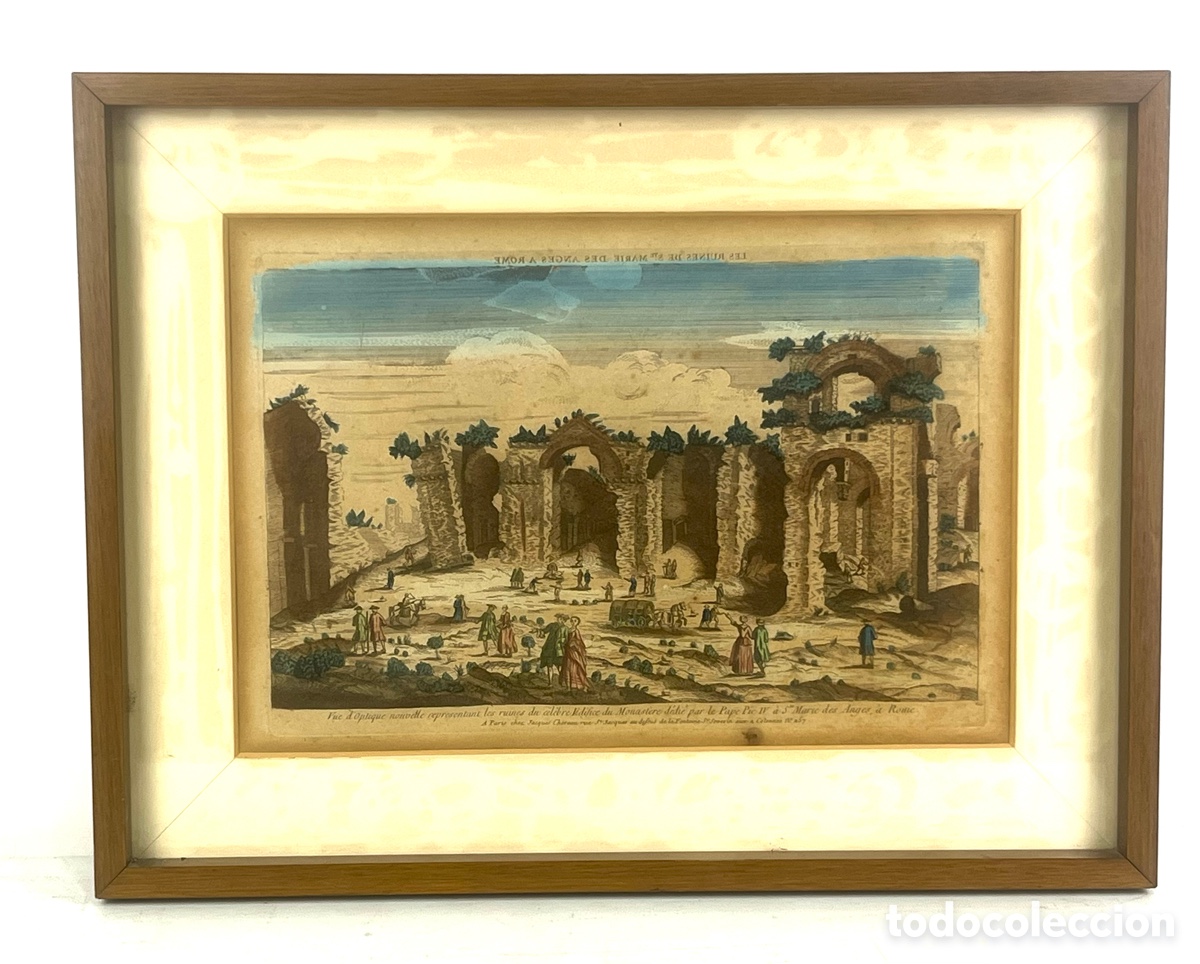 Arte: GRABADO COLOREADO SIGLO XVIII: JACQUES CHEREAU - ROMA - LES RUINES DE STA MARIE DES ANGES