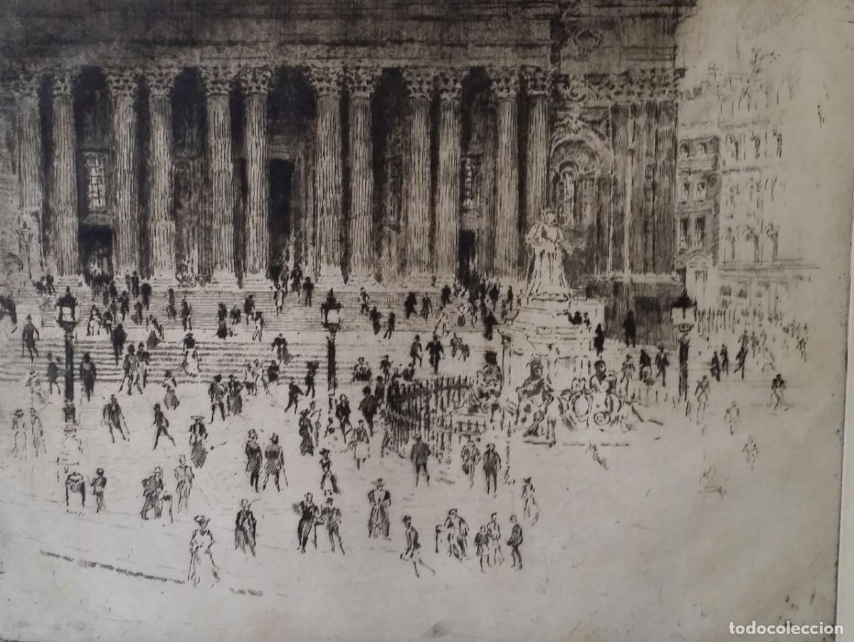Arte: Joseph Pennell (1857 - 1926): St. Paul's pavement, London, aguafuerte, 1905