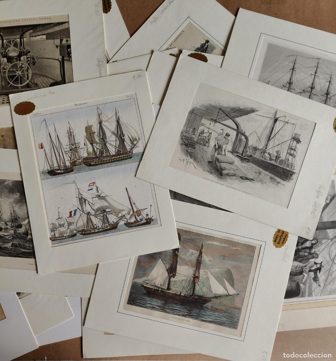 Arte: LOTE de 24 grabados sobre BARCOS, NA&Uacute;TICA
