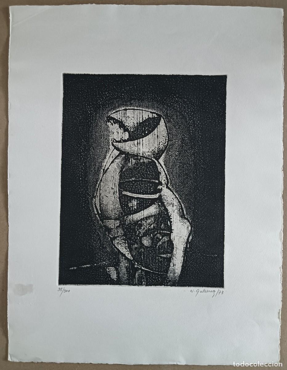 Arte: Natividad Guti&eacute;rrez (Puerto Rico 1941-2015) grabado de 1973 de 30x23 papel 50x38cms, firmado a mano