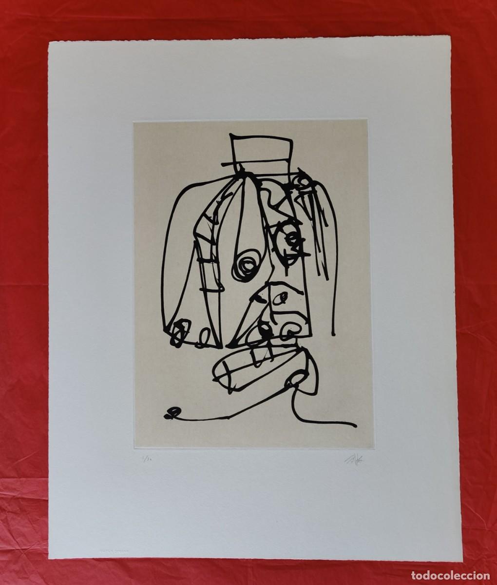 Arte: Antonio Saura: Retrato de mujer con sombrero, plancha 7&ordm; retrato