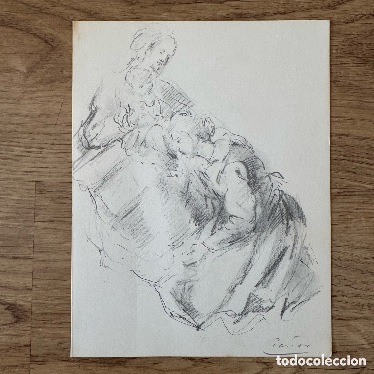 Arte: Carmelo Pastor &ndash; Dibujo / material gr&aacute;fico + transparencia &ndash; Virgen con Ni&ntilde;o
