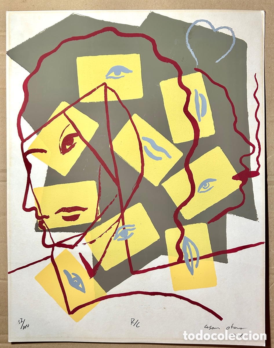 Arte: Serigraf&iacute;a Original C&eacute;sar Otero (1987) - &rdquo;R/C&rdquo; - Firmada y Numerada 32/100 - Impecable, Sin Enmarcar