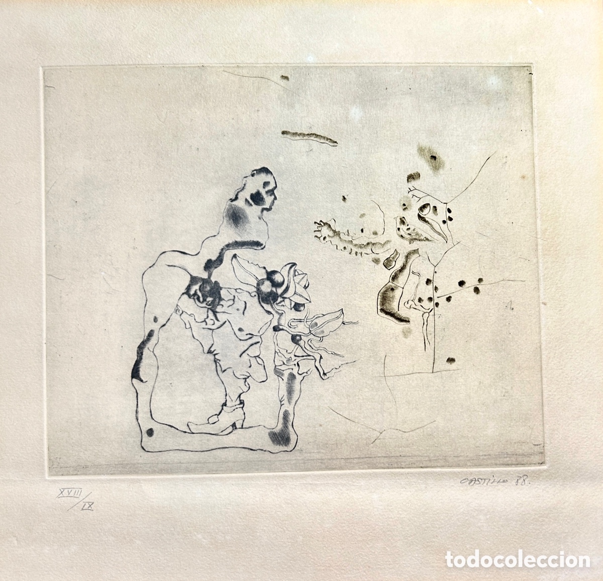Arte: Grabado Original Jorge Castillo (1988) - Sin T&iacute;tulo - Numerado XVIII/LX y Firmado a L&aacute;piz