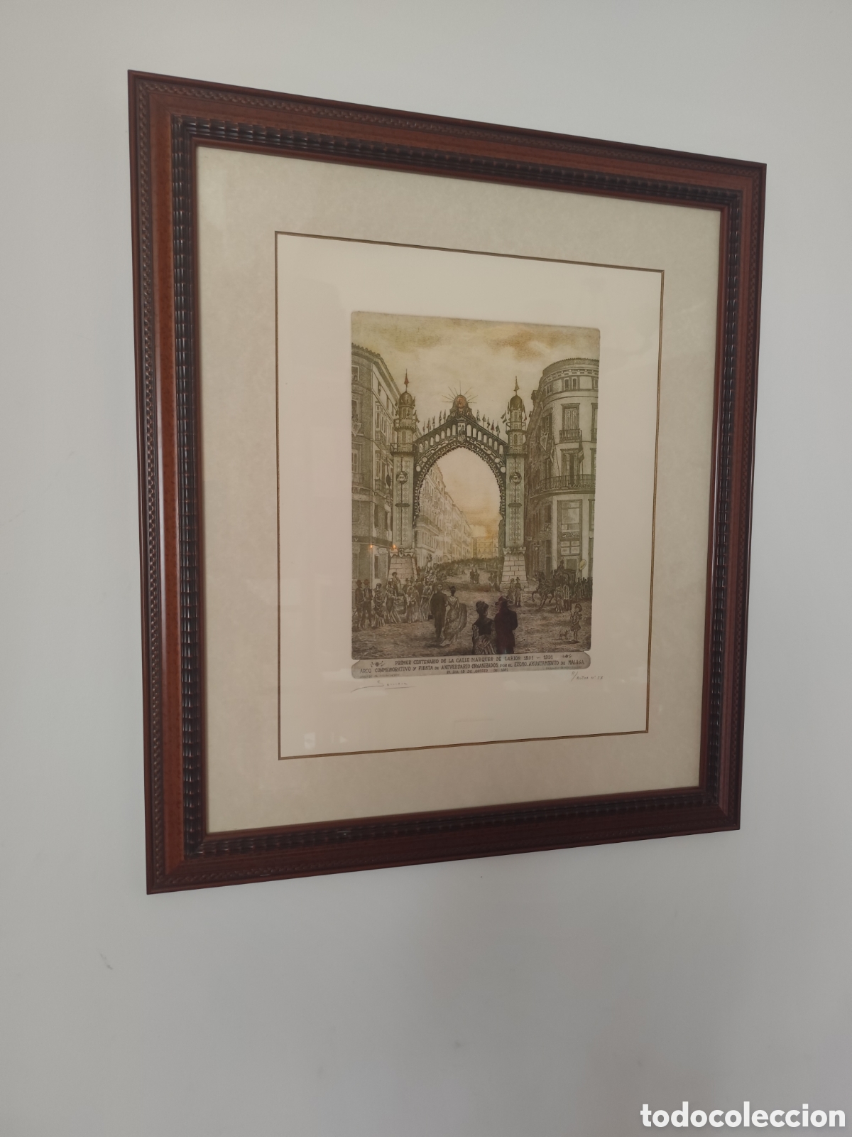 Arte: ARCO-FERIA CENTENARIO CALLE LARIOS 1891-1991&raquo; T&eacute;cnica Aguafuerte Plancha 28&times;37 cm. Papel 37&times;52 cm.