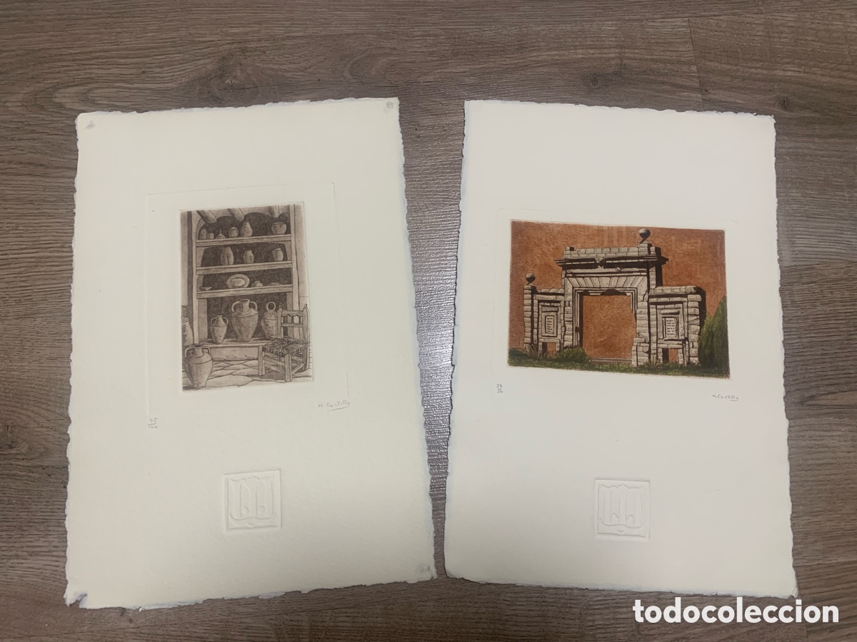 Arte: Pareja de grabados Mariano Castillo Garc&eacute;s &ndash; Puerta del Carmen y composici&oacute;n de cer&aacute;micas