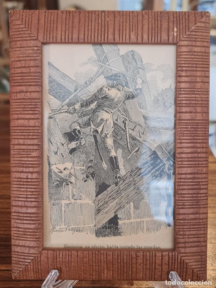 Arte: Grabado xilogr&aacute;fico del siglo XIX &ldquo;Espinosa, en efecto, hab&iacute;a cortado las cuerdas&rdquo;