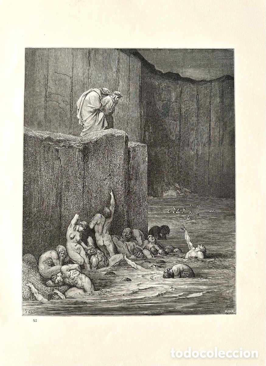 Arte: Grabado Original S. XIX - Gustave Dor&eacute; - La Divina Comedia: El Infierno de Dante