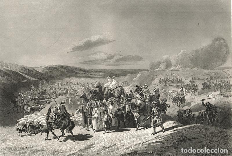 Arte: GRABADO AL ACERO 1868, PRISIONEROS DEL DUQUE DE AUMALE EN LA SMALA DE ABD-EL-KADER (1843). ARGELIA