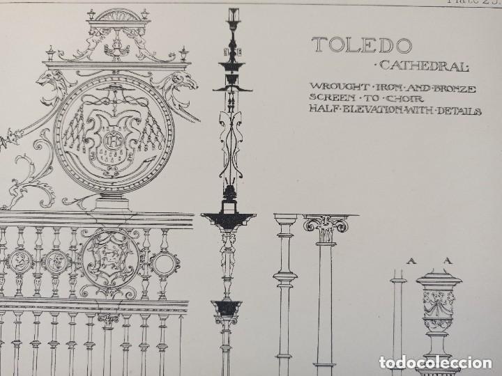 Arte: GRABADO ORNAMENTACI&Oacute;N RENACENTISTA, REJA DEL CORO CATEDRAL DE TOLEDO, DETALLES, 1893, PRENTICE
