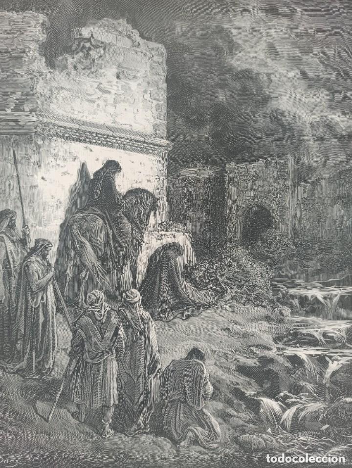 Arte: GRABADO RELIGIOSO, DOR&Eacute;-PISAN, NEHEM&Iacute;AS VISITA RUINAS JERUSALEM, ORIGINAL, LONDRES,1880, GRAN TAMA&Ntilde;O