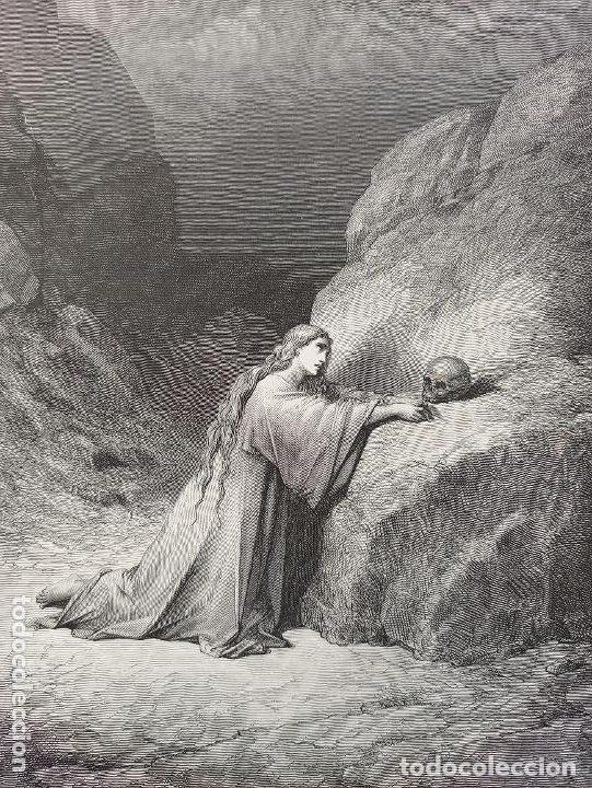 Arte: GRABADO RELIGIOSO,MAR&Iacute;A MAGDALENA ARREPENTIDA DOR&Eacute;- PANNEMAKER, ORIGINAL, BARCELONA,1884,GRAN TAMA&Ntilde;O