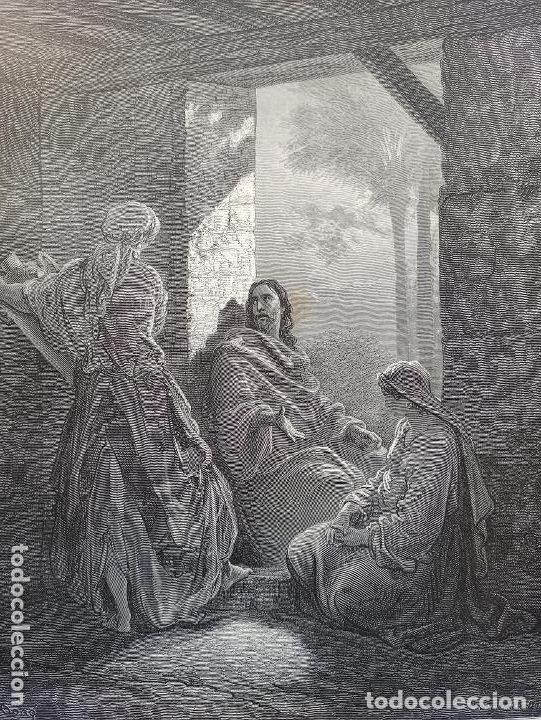 Arte: GRABADO RELIGIOSO,JESUS EN CASA MARTA, DOR&Eacute; / PANNEMAKER, BARCELONA,1884.GRAN TAMA&Ntilde;O