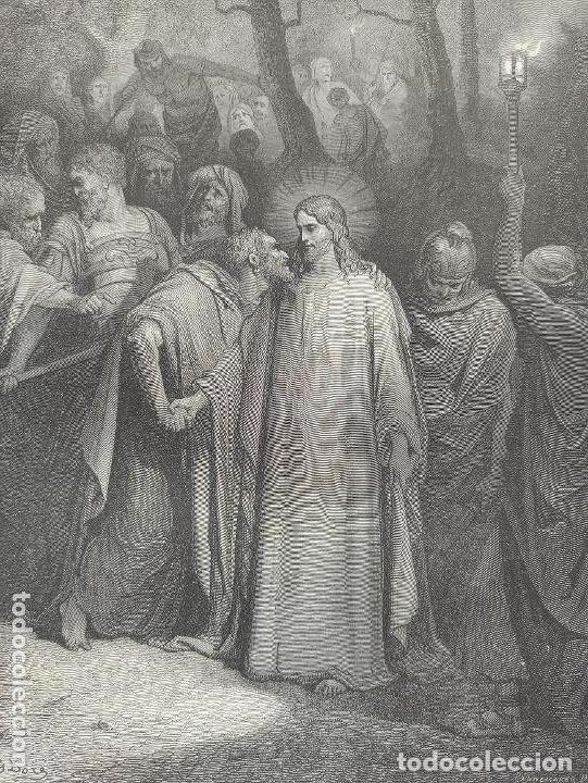 Arte: GRABADO RELIGIOSO, BESO DE JUDAS, DOR&Eacute;-PANNEMAKER-DOMS,ORIGINAL, BARCELONA,1884,GRAN TAMA&Ntilde;O
