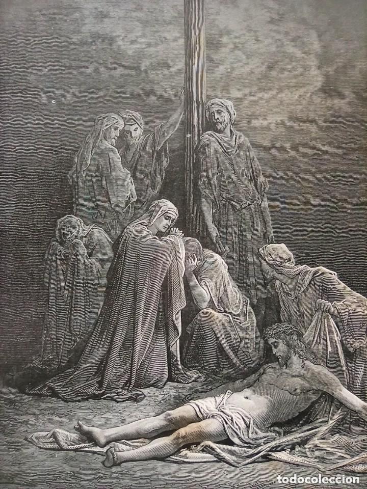 Arte: GRABADO RELIGIOSO,CRISTO DESCENDIDO, DOR&Eacute;-PANNAMAKER-DOMS,ORIGINAL, BARCELONA,1884,GRAN TAMA&Ntilde;O