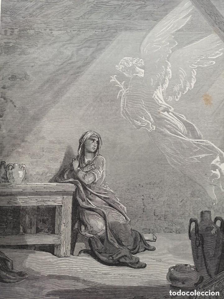 Arte: GRABADO RELIGIOSO, ANUNCIACI&Oacute;N DE LA VIRGEN MAR&Iacute;A, DOR&Eacute;-LIGNY, ORIGINAL, BARCELONA,1884, GRAN TAMA&Ntilde;O