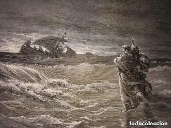 Arte: GRABADO RELIGIOSO, JES&Uacute;S CAMINANDO SOBRE AGUAS DOR&Eacute;-PIAUD, ORIGINAL, BARCELONA,1884, GRAN TAMA&Ntilde;O
