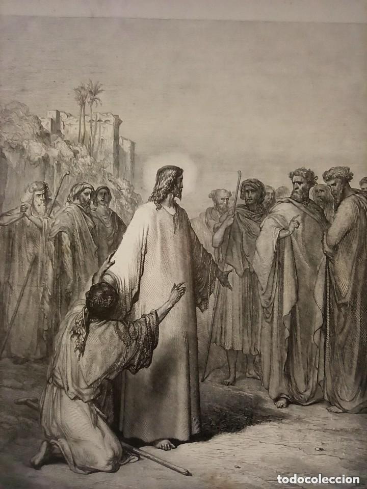 Arte: GRABADO RELIGIOSO, JES&Uacute;S CURA POSEIDO DEL DEMONIO DOR&Eacute;-PIAUD, ORIGINAL, BARCELONA,1884, GRAN TAMA&Ntilde;O