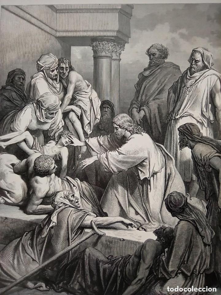 Arte: GRABADO RELIGIOSO, JES&Uacute;S CURANDO ENFERMOS DOR&Eacute;-PANNAMAKER, ORIGINAL, BARCELONA,1884, GRAN TAMA&Ntilde;O