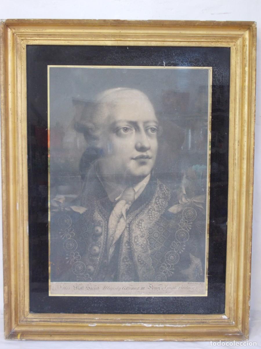 Arte: Antiguo retrato de Jorge III del Reino Unido (1738-1820),Grabado de William Pether, 1762