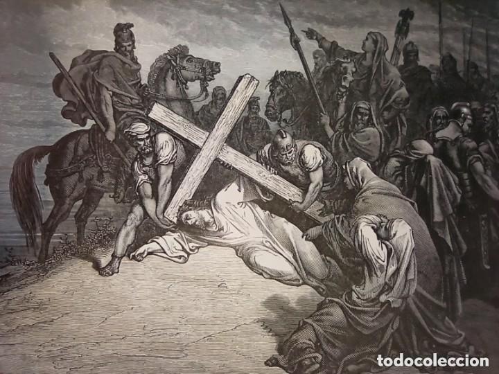 Arte: GRABADO RELIGIOSO, JES&Uacute;S CIMA CALVARIO DOR&Eacute;-HUYUR, ORIGINAL, BARCELONA,1884, GRAN TAMA&Ntilde;O
