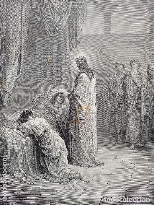 Arte: GRABADO RELIGIOSO, RESURRECCI&Oacute;N HIJA JAIRO, DOR&Eacute;-MONVOISIN, ORIGINAL, BARCELONA,1884, GRAN TAMA&Ntilde;O