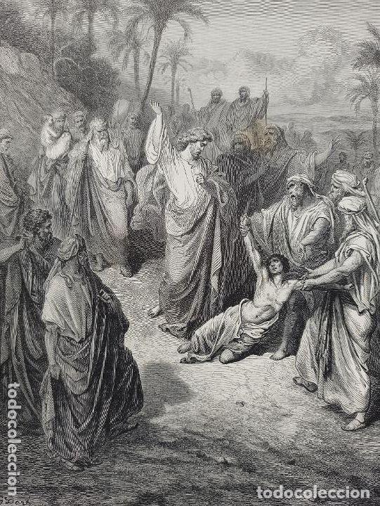 Arte: GRABADO RELIGIOSO, CURA DEL LUNATICO, DOR&Eacute;-CHAPON, ORIGINAL, BARCELONA,1884, GRAN TAMA&Ntilde;O