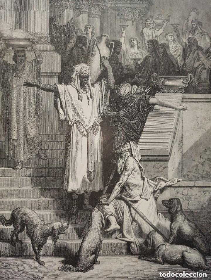 Arte: GRABADO RELIGIOSO, L&Aacute;ZARO Y EL RICO MALO, DOR&Eacute;-BERTRAND, ORIGINAL, BARCELONA,1884, GRAN TAMA&Ntilde;O