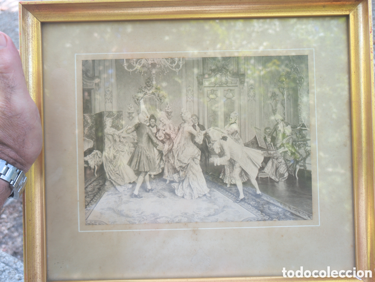 Arte: Grabado Fotograbado Siglo XIX - Escena Galante Rococ&oacute; - Photographische Gesellschaft Berlin