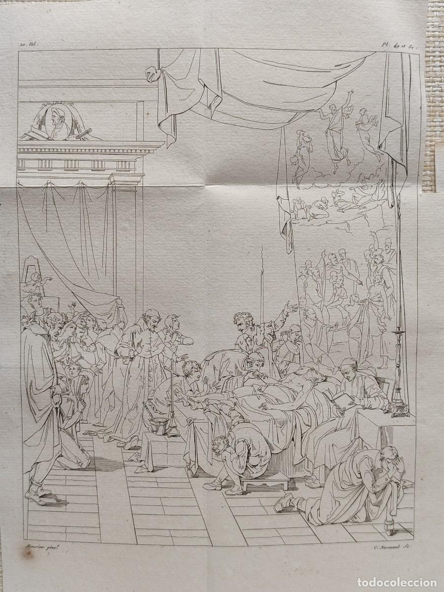 Arte: La muerte de Rafael. Monsiau. Annales du musee 1806. Plancha 49-50