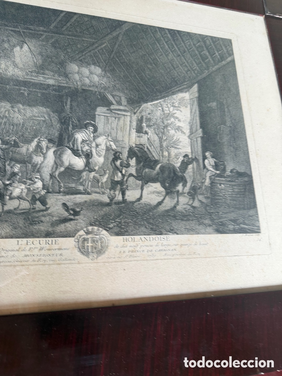 Arte: Grabado antiguo original xviii la cuadra holandesa jean moyreau