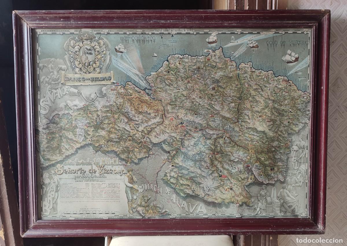 Kunst: Grabado. Mapa Se&ntilde;orio de Vizcaya. G.H. O&ntilde;ativia