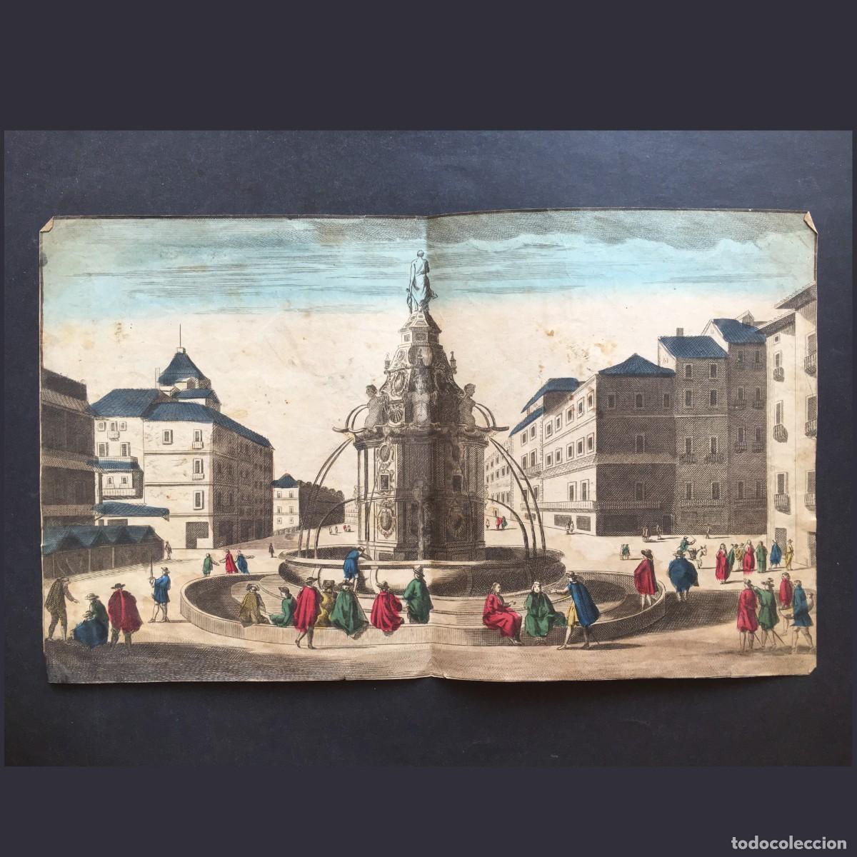 Arte: A&ntilde;o 1760 - Grabado de la Puerta del Sol - Madrid - Jacques Gabril Huquier