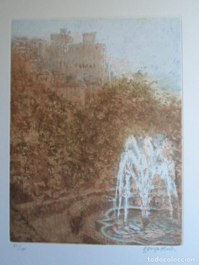 Art: Guillermo VARGAS RUIZ (Bollullos Sevilla 1910-Madrid 1990) grabado Granada 33x24 en 49x38cms. Firmad
