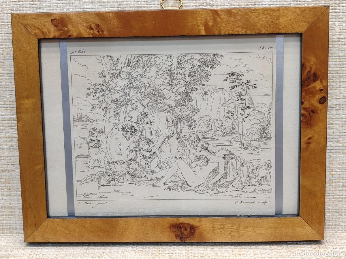 Arte: Educaci&oacute;n de Baco de Poussin . Annales du musee s. XIX. Plancha 1. cuadro. Mitolog&iacute;a.