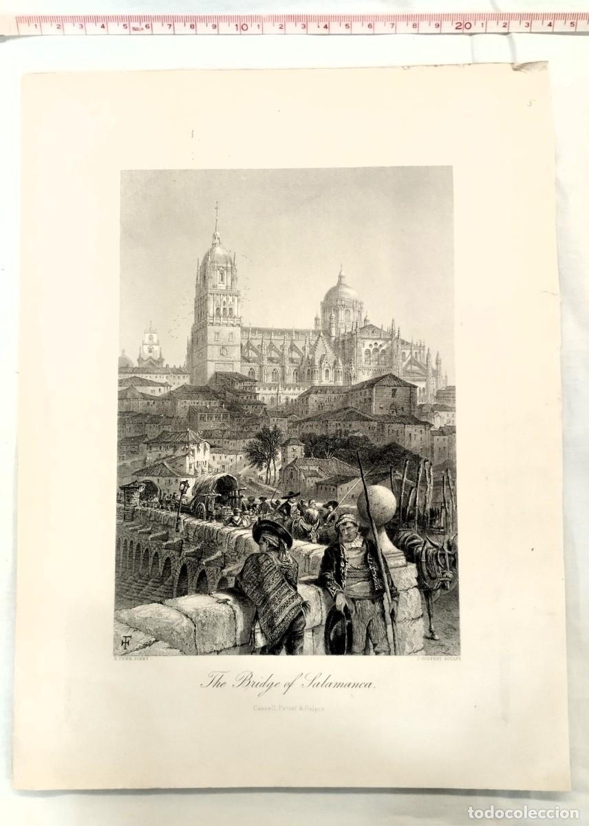 Arte: GRABADO: EL PUENTE DE SALAMANCA/THE BRIDGE OF SALAMANCA - DAVID ROBERTS Y J.B. ALLEN (LONDRES, 1837)