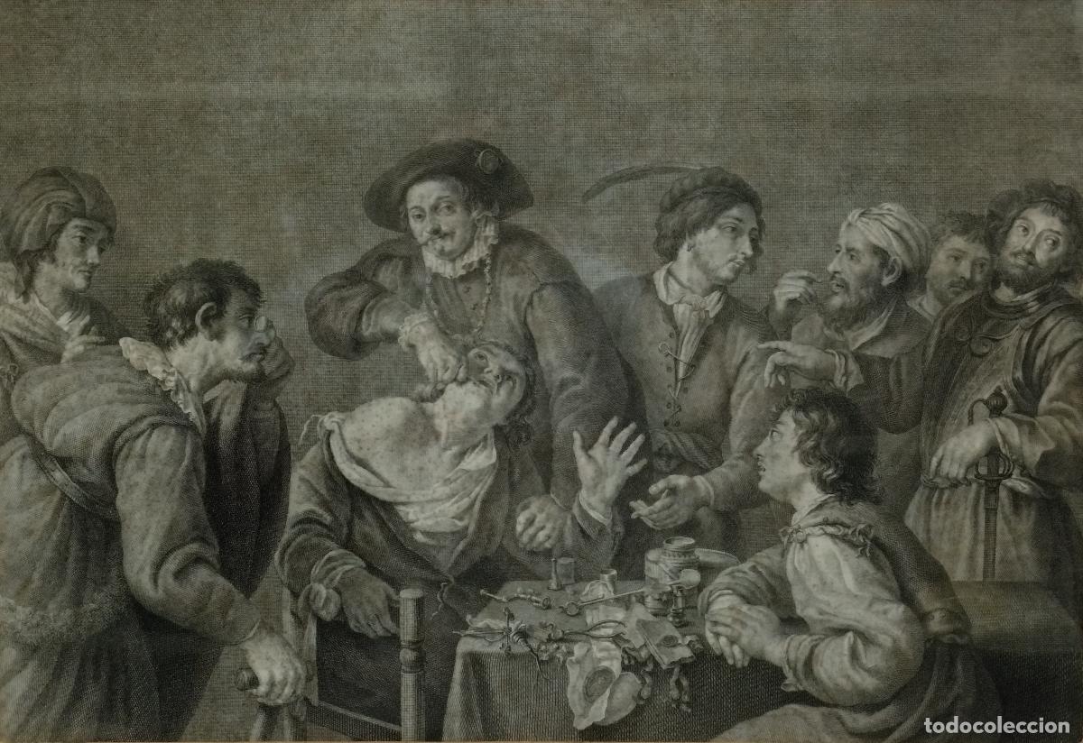Arte: EL CHARLAT&Aacute;N SACAMUELAS. A PARTIR DE ROMBOUTS. GRABADO CALCOGR&Aacute;FICO SOBRE PAPEL. ESPA&Ntilde;A (?). XIX.
