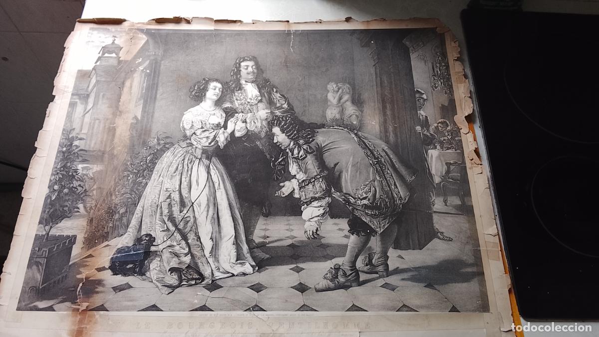 Arte: GIGANTE GRABADO ANTIGUO PARA RESTAURAR Y ENMARCAR LE BOURGUEOIS GENTILEOMME