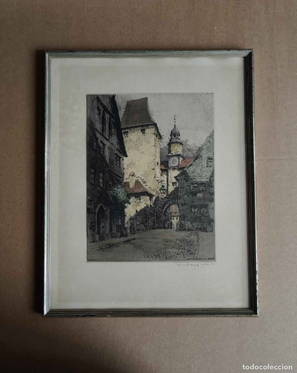 Arte: Rudolf Veit (1892-1979). Aguafuerte coloreado a mano, firmado a mano, 1925