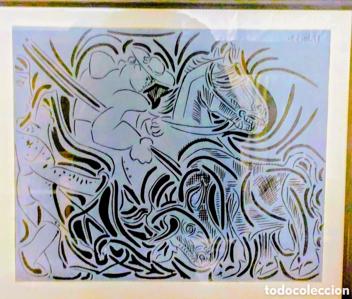 Kunst: PICASINO LINOGRABADO N. 141 LIMITADO A 510 MIDES 31X39 MAS EL MARCO