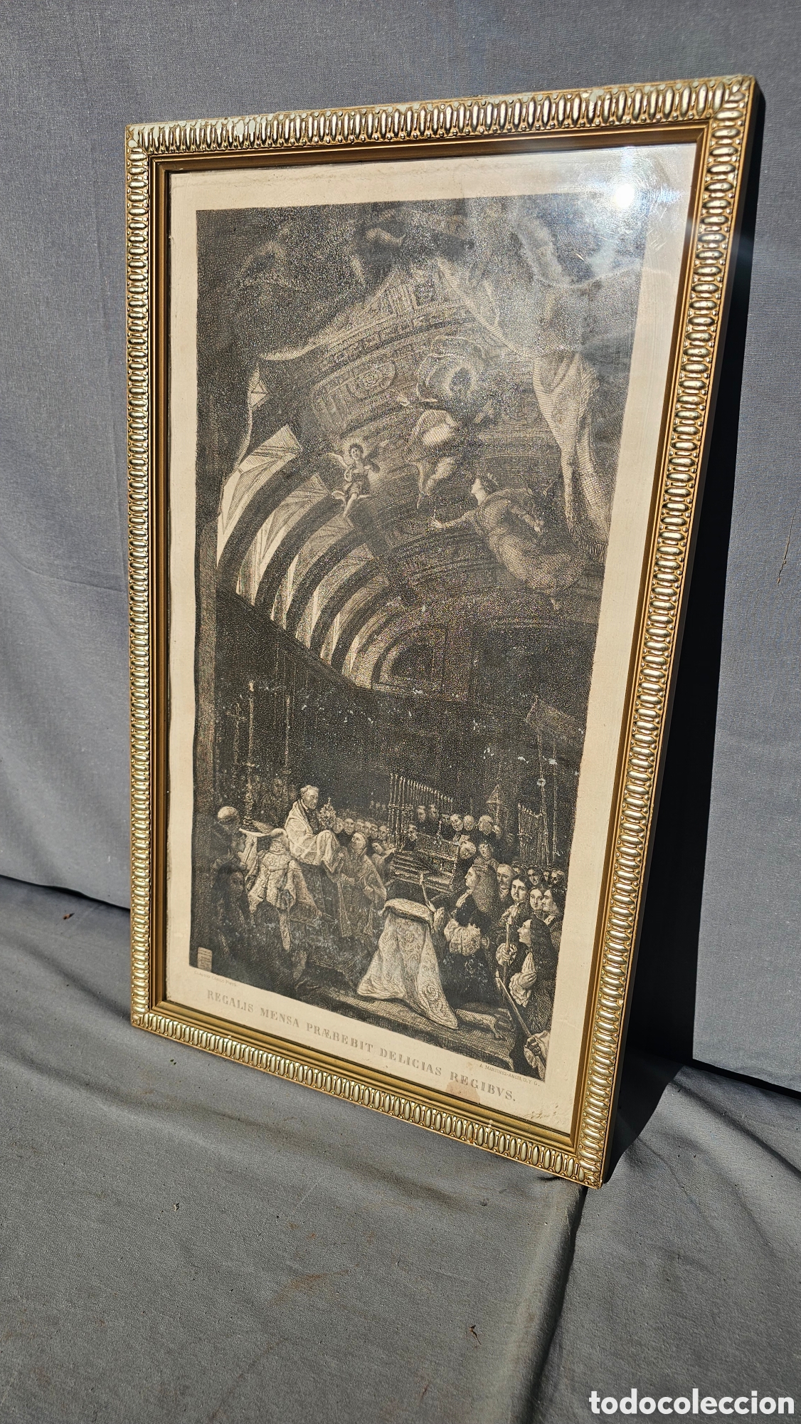 Arte: Antiguo Grabado de La Sagrada Forma (o Comuni&oacute;n de Carlos II) de Claudio Coello,