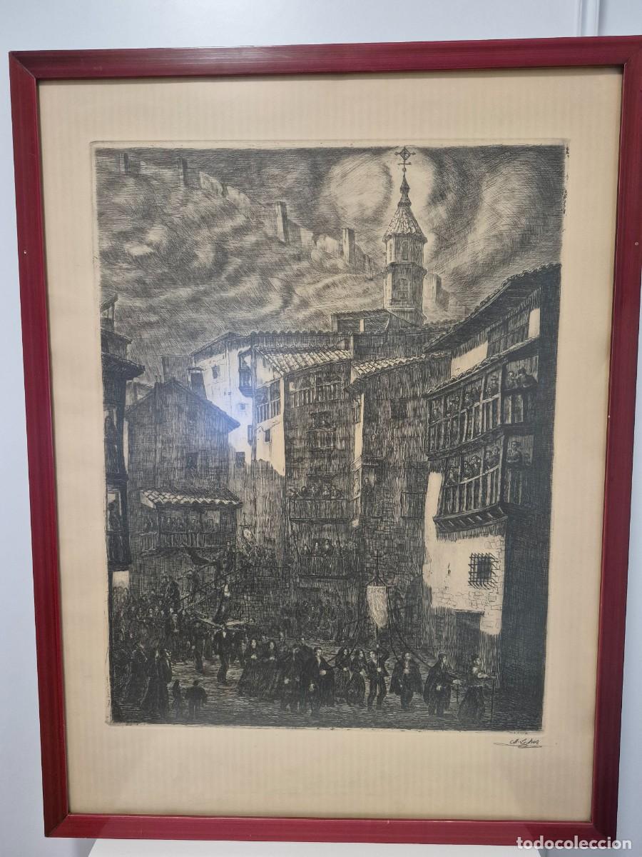 Arte: Grabado &rdquo;Procesi&oacute;n en Albarrac&iacute;n&rdquo;, Manuel Lahoz Valle
