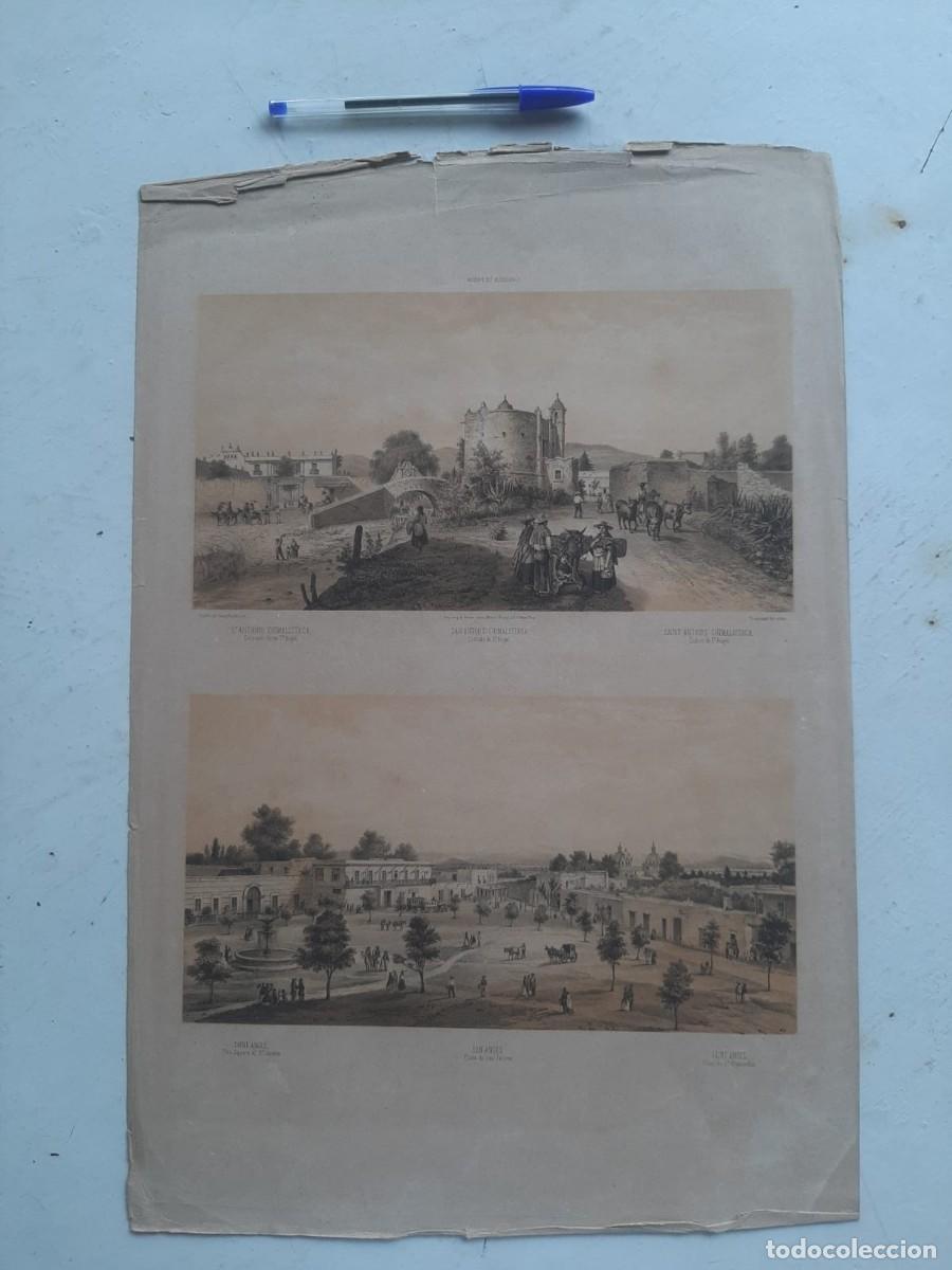 Arte: Grabado mexicano Castro y Campillo litograf&iacute;a J. Decaen, 2&ordf; mitad siglo XIX S. Antonio y S. &Aacute;ngel